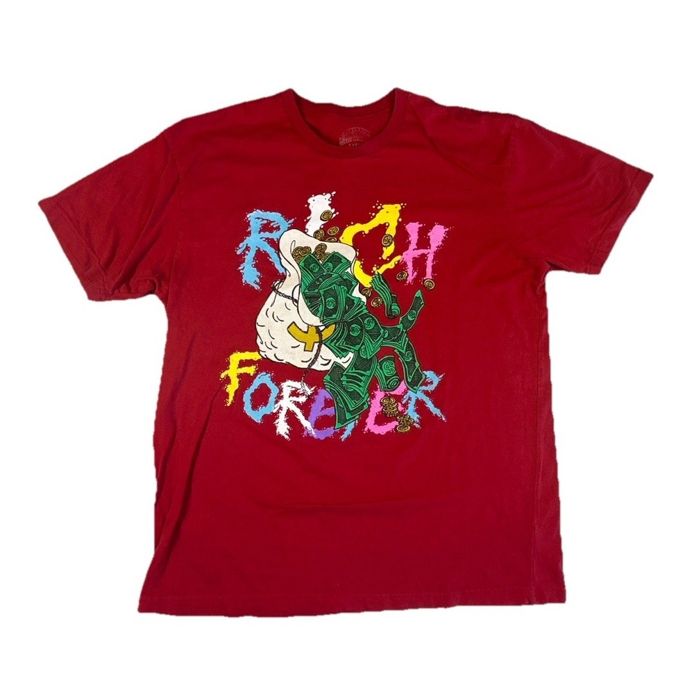 Rich Forever T-Shirt Adult‎ Size Large Short Sleeve Red